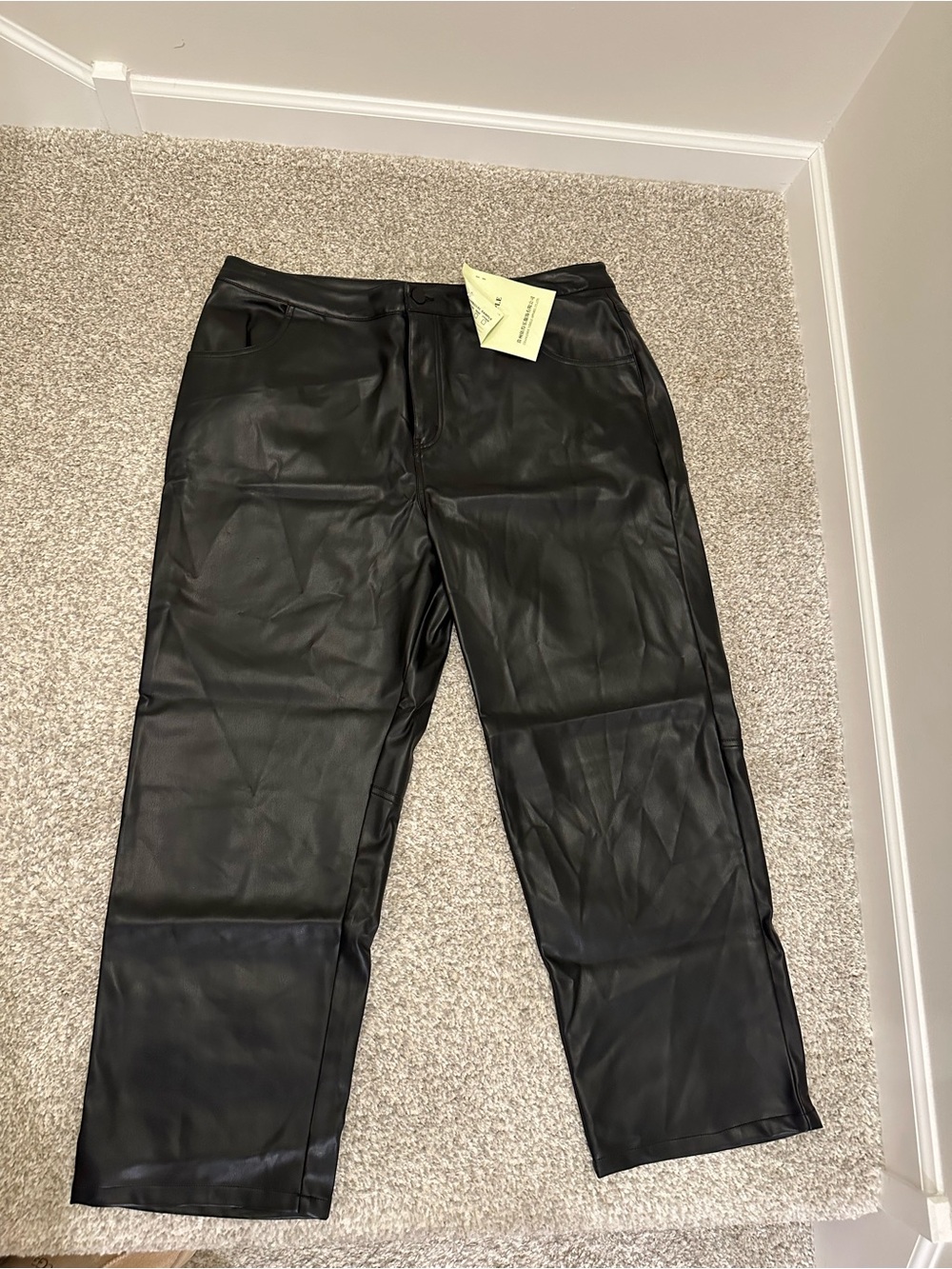 Women’s Mod X Black Faux Leather Straight Leg Pants